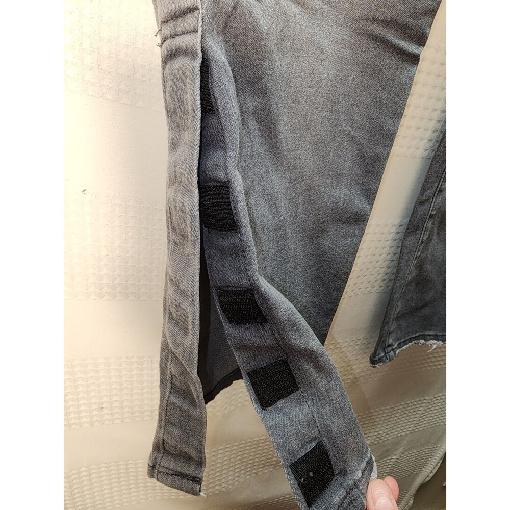 Sonoma womens adaptive straight jeans 18 stretch gray distressed hook & loop fly - Picture 4 of 11